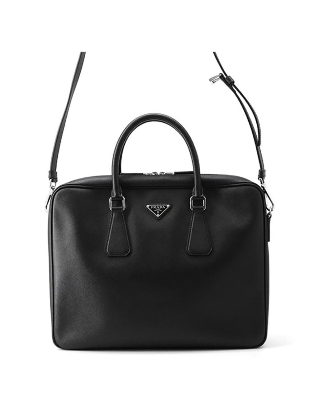 Prada Briefcase Saffiano Triangle Logo 2-Way Shoulder Black